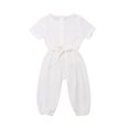 thumbnail image 1 of Sylvamorning Infant Baby Romper Solid Color Short Sleeve Elastic Waist Jumpsuit, 1 of 7