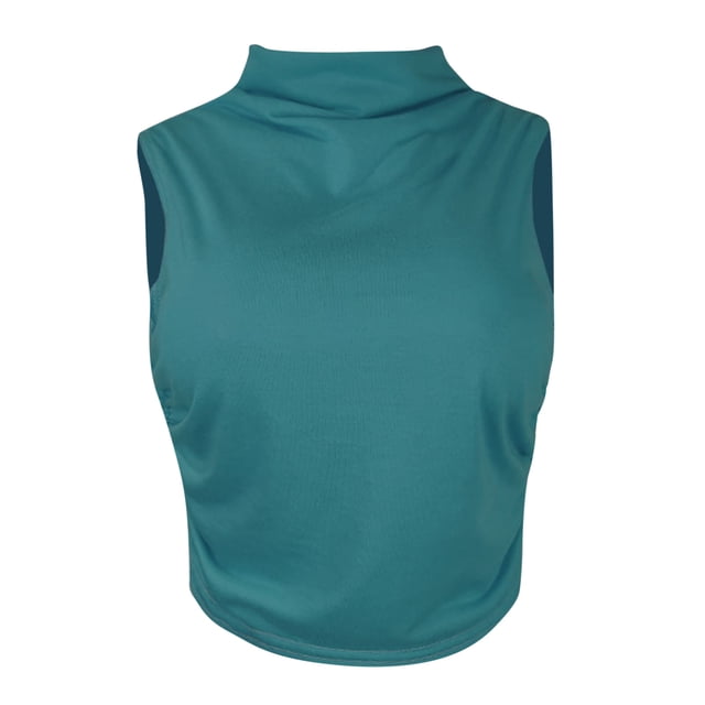 Mode Femmes T-Shirt Sans Manches Uni Blouse Chemises Gilet Court Ajusté Hauts