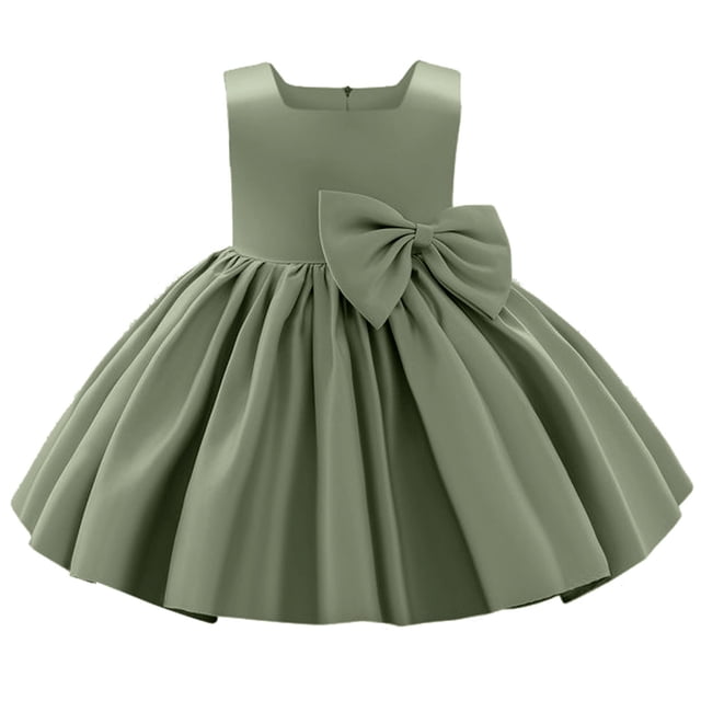Ketyyh-chn99 Robes d'Été Robe de Plage Bébé Filles Tout-Petits Manches Courtes Longues Mode Robe Sans Manches Jupe Vert, 3-4 Ans