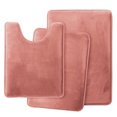 thumbnail image 3 of Set of 3 Clara Clark Bath Mat Bathroom Rug - Absorbent Memory Foam Bath Rugs - Non-Slip, Thick, Cozy Velvet Feel Microfiber Bathrug - Misty Rose - Large 20"x32" - Small 17"x24" - Contour 24"x20", 3 of 6