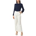 thumbnail image 2 of INSPIRE CHIC Blouse Haut à Col Montant à Volants Boutonné à Manches Longues pour Femme TP Bleu Marine, 2 of 8