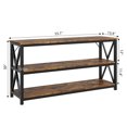 thumbnail image 3 of Table Console Longue Industrielle, Table d'Entrée à 3 Niveaux de 55 Pouces avec Étagères de Rangement, Table Rectangulaire pour Sofa pour Entrée, Table d'Entrée pour Vestibule, Couloir, Salon, Chambre (Brun Rétro), 3 of 9