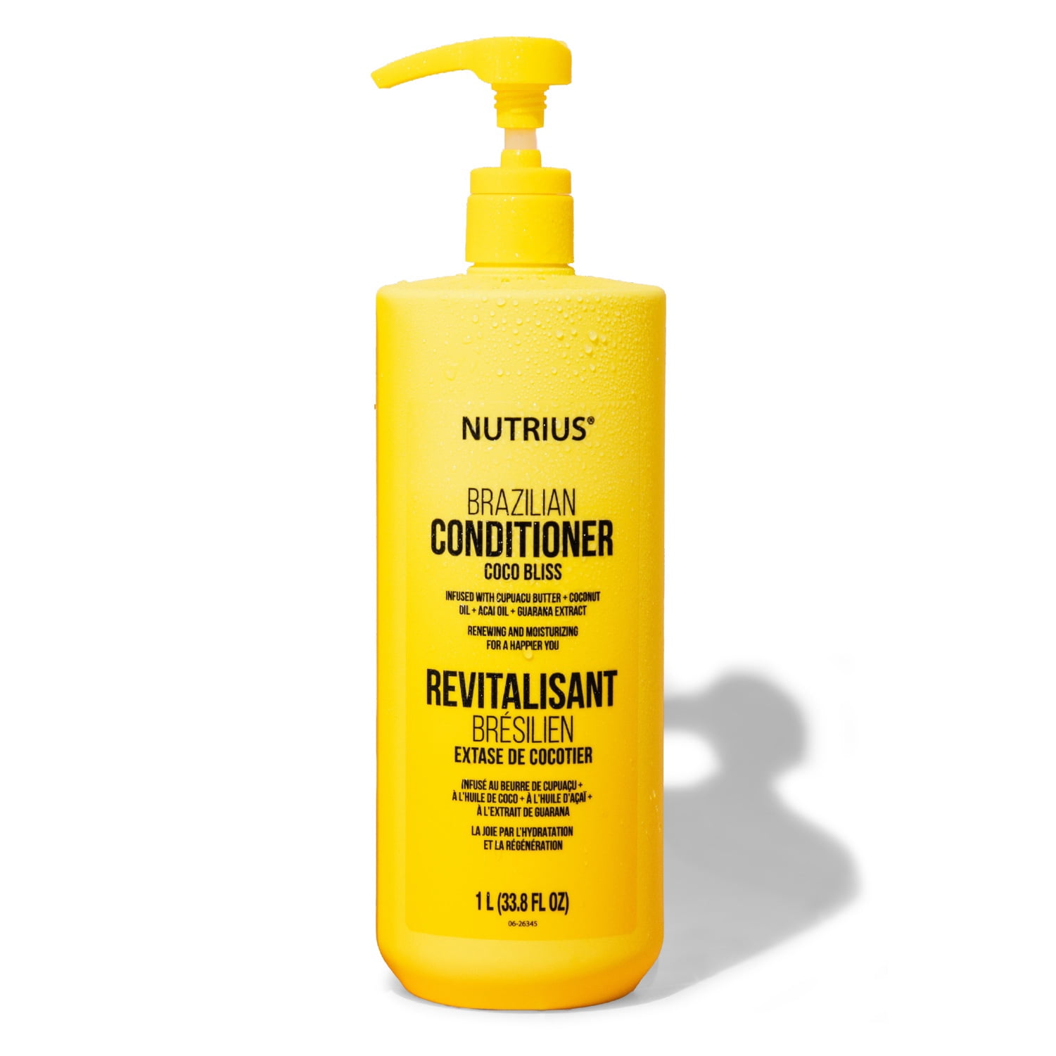 NUTRIUS Renewing and Moisturizing Brazilian Conditioner with Cupuacu Butter, Acai Oil, Coconut Oil, and Guarana Extract. 1Lt