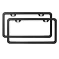 thumbnail image 3 of Unique Bargains 2 Pcs Stainless Steel Car Front Rear License Plate Frame Bracket w Screw Caps 2 Hole-Black, 3 of 8