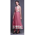 thumbnail image 3 of Bimba Robe Anarkali à Col Mandarin pour Femmes, Rose, Imprimée à l'Aquarelle, de Designer, Ethnique Indienne, Kurta, Grande, 3 of 6
