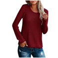 thumbnail image 1 of Mrat Ensembles de Chandails Femmes Chandail à Col Rond Tricot Sans Manches Hauts Chandail Léger Chandail Manches Longues Hauts Chandail Rouge G, 1 of 6