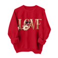 thumbnail image 2 of Styesk Chemises à Manches Longues pour Femmes Imprimé Cœur Hauts Confortables Doux Col Rond T-Shirts Chandail Mode Léger Chandail en Molleton Graphique de la Saint-Valentin Hauts Décontractés, 2 of 3