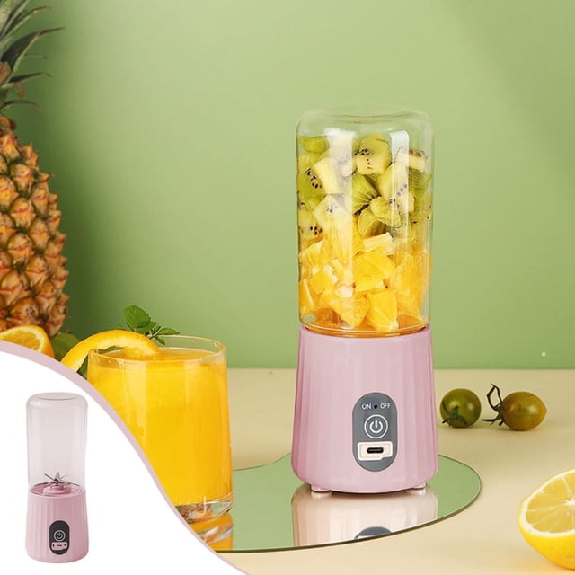 Oleegame 1PC Portable Small Fruit Juicer Usb Rechargeable With 6 Juicer For Shakes Handheld For Sports Travel Outdoors For Kitchen Pink