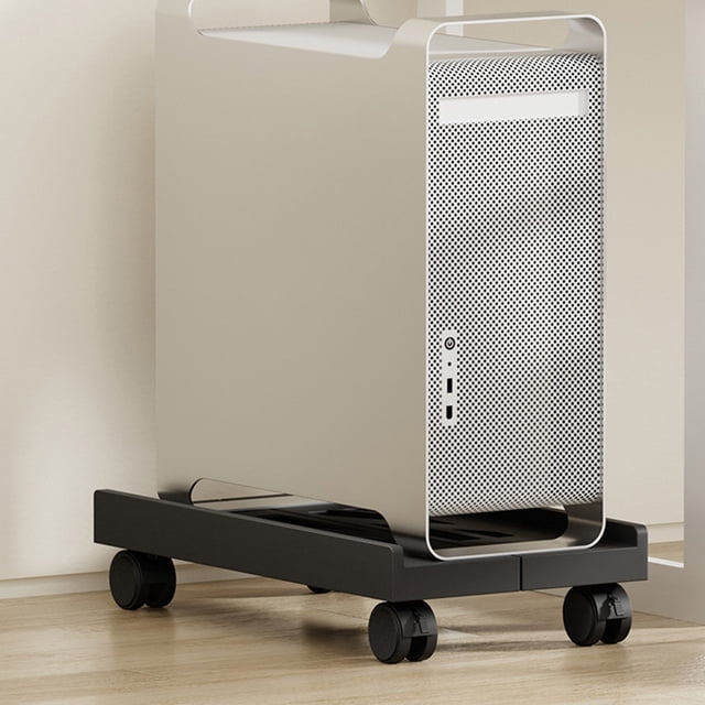 Support Tour d'Ordinateur Réglable avec 4 Roues Verrouillables, Chariot Mobile Ventilé pour PC pour Hôte de Bureau, Organisateur Roulant à Roulettes sous le Bureau pour Bureau et Maison