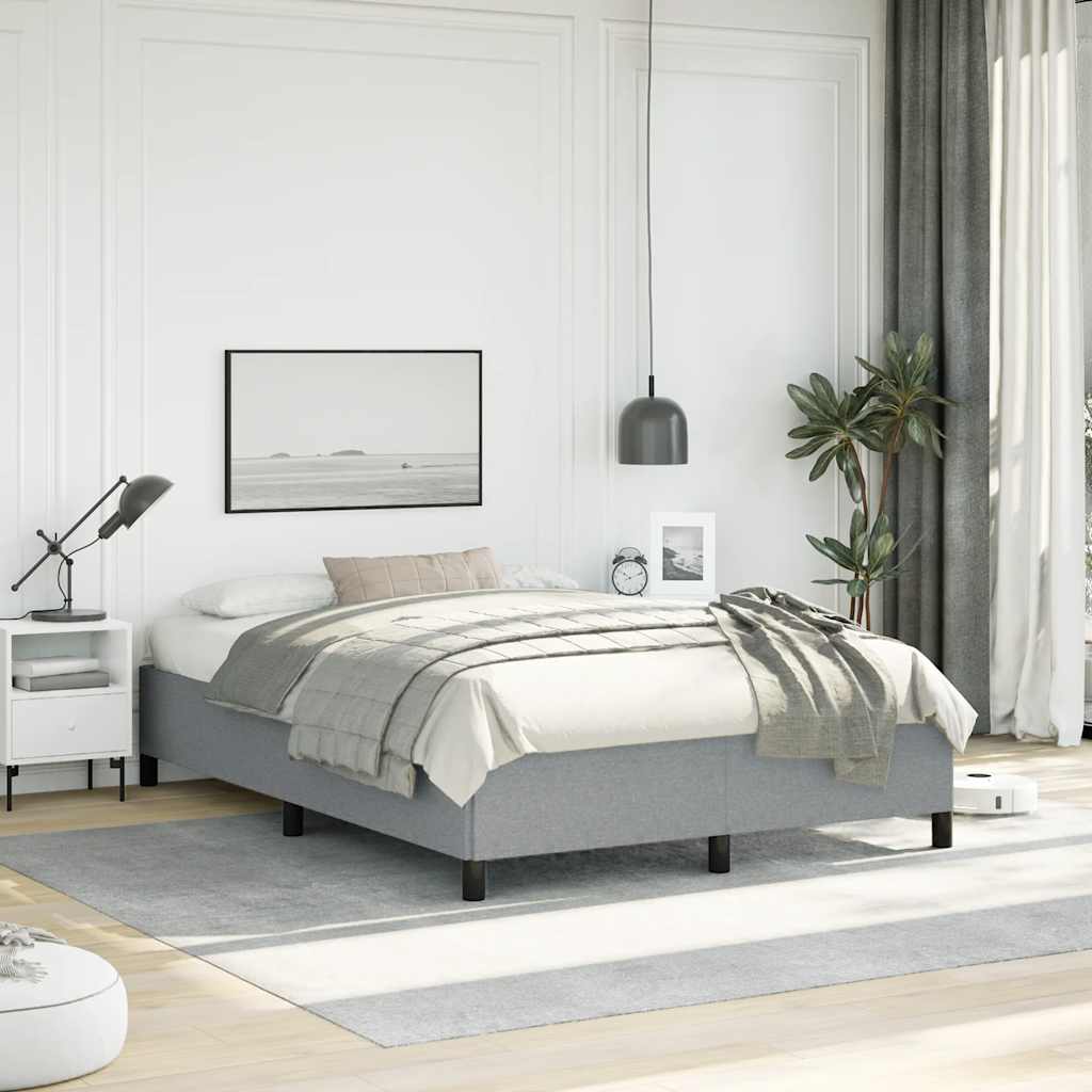 vidaXL Bed Frame Light Grey 137x190 cm Full Fabric