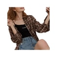 thumbnail image 3 of Women Plaid Flannel Shirt Jacket Button Down Lapel Long Sleeve Shirts Blouse Shacket Cardigan Coats Fall Spring Clothes, 3 of 7