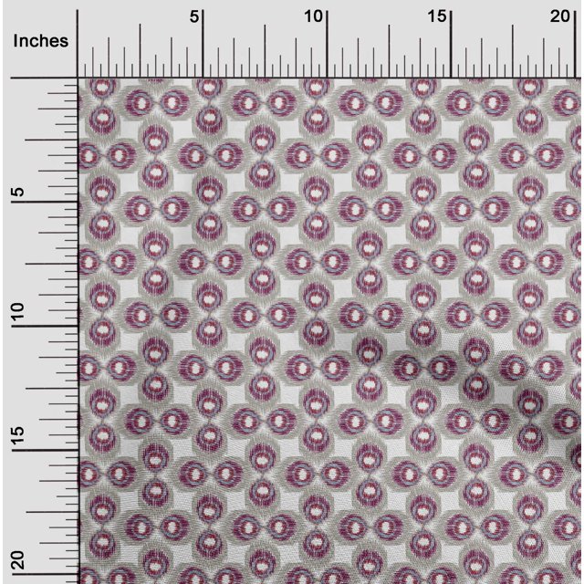 oneOone Cotton Poplin Fabric Peacock Feather Ikat Print Fabric BTY 42 Inch Wide