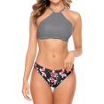 thumbnail image 3 of Charmo Ensemble de Maillot de Bain Bikini pour Femmes, Tour de Cou, Col Montant, Dos Croisé, 3 of 6