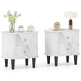 thumbnail image 1 of Gymax Table de Chevet 2 Pcs avec 2 Tiroirs Table de Chevet en Faux Marbre pour Petit Espace, 1 of 10