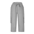 thumbnail image 4 of Shorts Capris Cargo pour Femmes, Pantalons Capris Cargo de Randonnée pour Femmes, Capris Cargo Amples pour Femmes avec Poches Taille Extensible, Shorts Légers à Séchage Rapide pour l'Extérieur, Sport, Voyage, Décontractés, Amples et Confortables, 4 of 7
