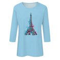 thumbnail image 4 of Pompotops T-shirt Ample Imprimé pour Femme Blouse à Manches 3/4 Col Rond Hauts Décontractés Liquidation, 4 of 4