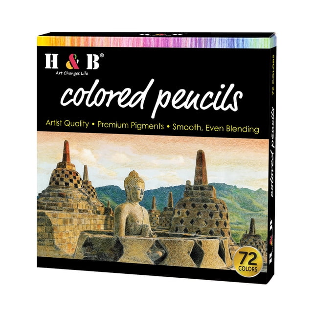 H&B Oil Colored Pencils Set 72 Color Pre-Sharpened Color Sketch Pencils Art Supplies for Students Adults Artists Drawing Sketching Coloring Books Decoration DIY Projects Present Gift
