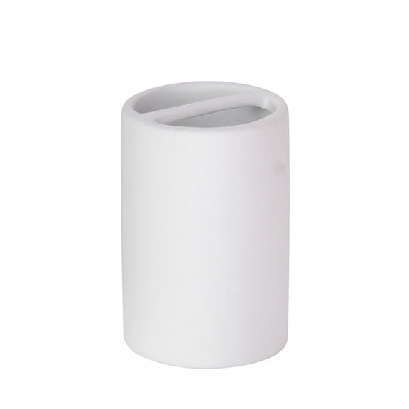 Mainstays Soft Touch Toothbrush Holder, Rubber coated ceramic, 1 toothbrush holder holds toothbrushes and toothpaste