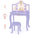 thumbnail image 1 of Costway Kids Vanity Set Princess Vanity Table & Chair Set with Lighted Mirror Purple, 1 of 10