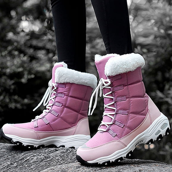 LSLJS Winter Boots for Women, Women's Winter Outdoor Plus Velvet Non-slip Mid-tube Platform Snow Boots