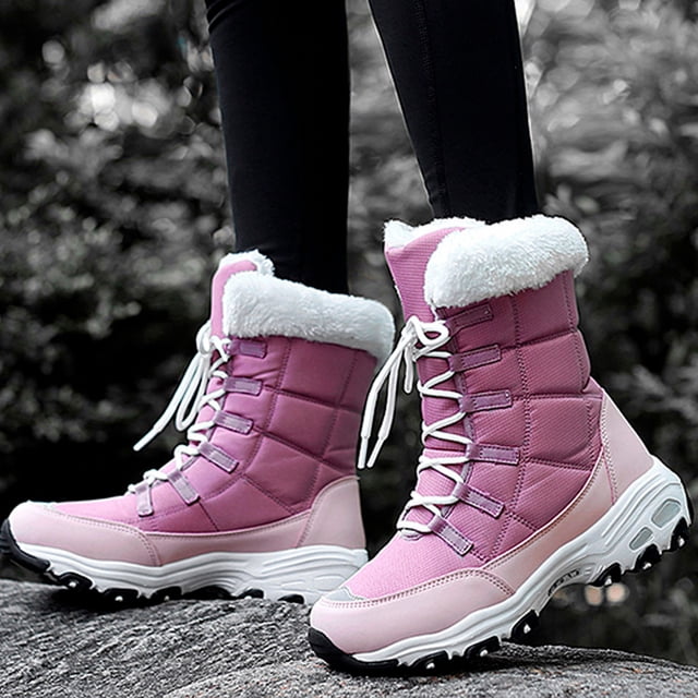 Chaussures pour Filles Bottes d'Hiver pour Femmes Extérieur Doublées de Velours Antidérapantes Mi-Mollet à Plateforme Bottes de Neige Bottes pour Femmes en Liquidation