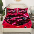 thumbnail image 2 of YST Race Car Bed Sheets Twin Neon Hot Pink Black Honeycomb Bedding Set For Kids Girls Teen,Racing Games Fitted Sheet Racing Helmet Wheel Checkered Flag Bed Sheet For All Season, 2 of 4