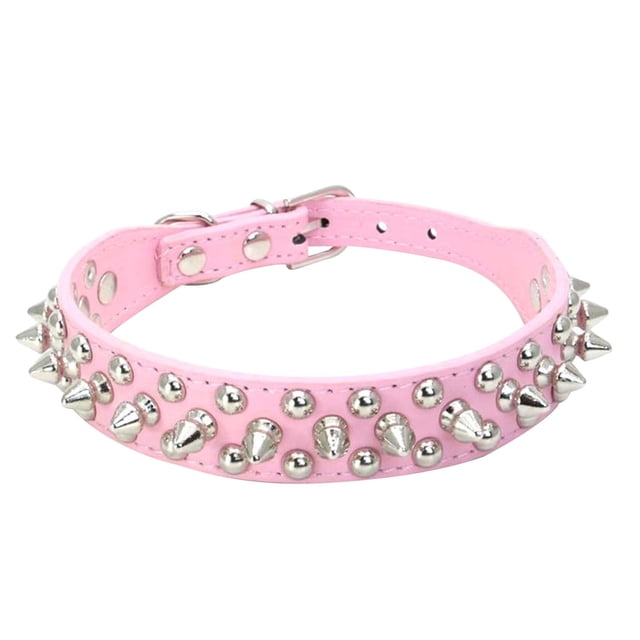 Leather Bullet-Style Dog Collar with Metal Buckle, Adjustable Punk Collar for Small Medium Large Dogs, Soft Breathable Protection, 1 Collar