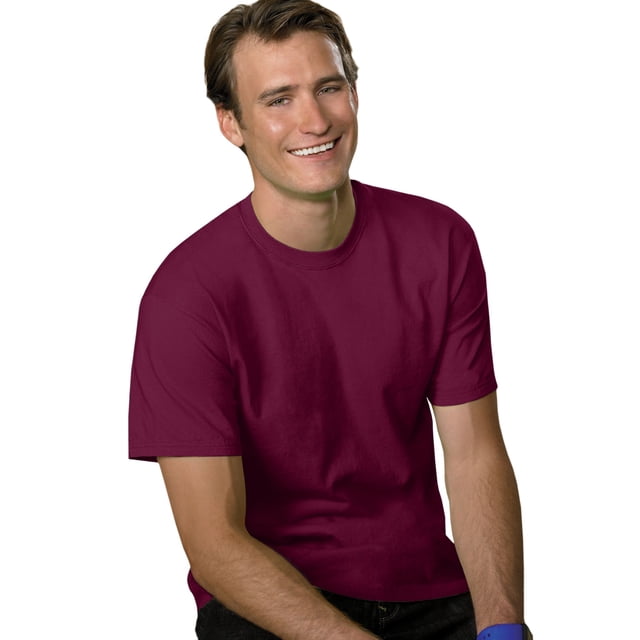 Hanes Mens 5.2 oz HEAVYWEIGHT Short Sleeve T-shirt, L, Maroon