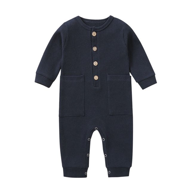 FAIWAD Barboteuse à Manches Longues pour Bébé Garçon Fille Col Rond Couleur Unie Combinaison Décontractée de Printemps
