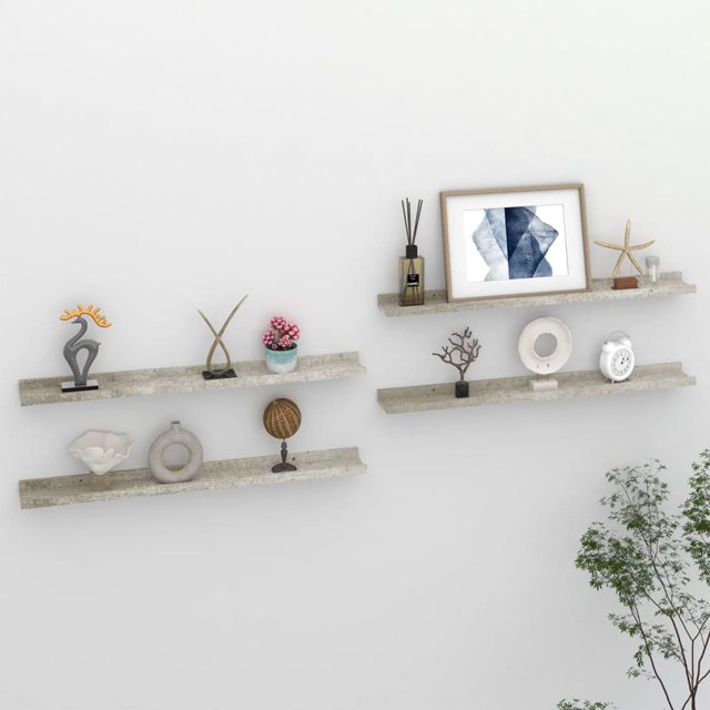 vidaXL Étagères Murales 4 Pcs Gris Béton 80x9x3 cm