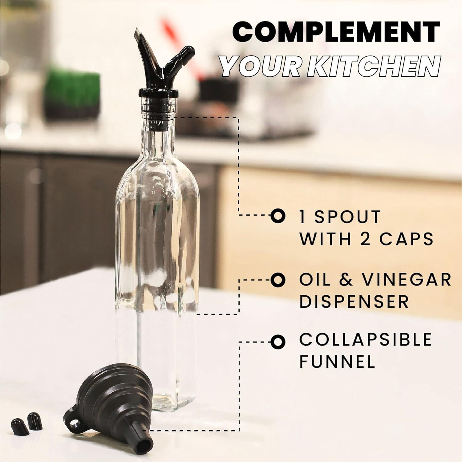 N.OIL 2セット Zeppoli Oil and Vinegar Bottle Dispenser Set with Removable Cork