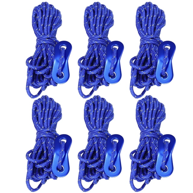 Amdohai 3mm 13ft Tent Cord Tensioner Set Reflective Rope with Adjuster Camping Canopy Tent Guyline