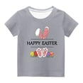 thumbnail image 1 of Penkiiy T-Shirts de Pâques pour Enfants Garçons Filles Mode Mignon Oreilles de Lapin de Pâques Œufs de Pâques Imprimé Col Rond Manches Courtes 7 Ans Gris, 1 of 4