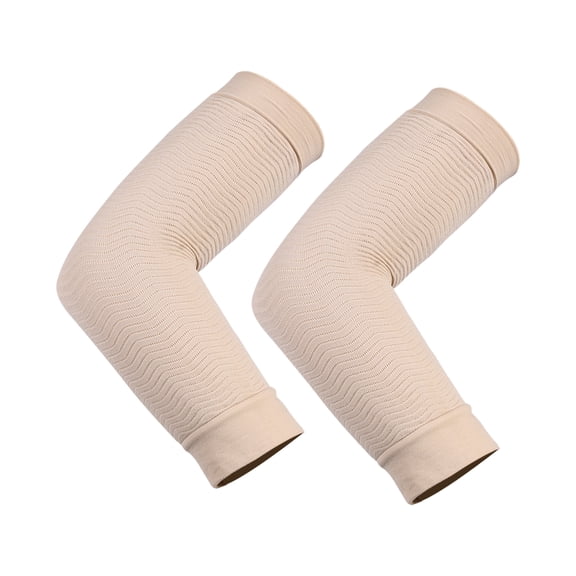 Unique Bargains Paire de Manches Gainantes Extensibles Couleur Peau pour Femmes