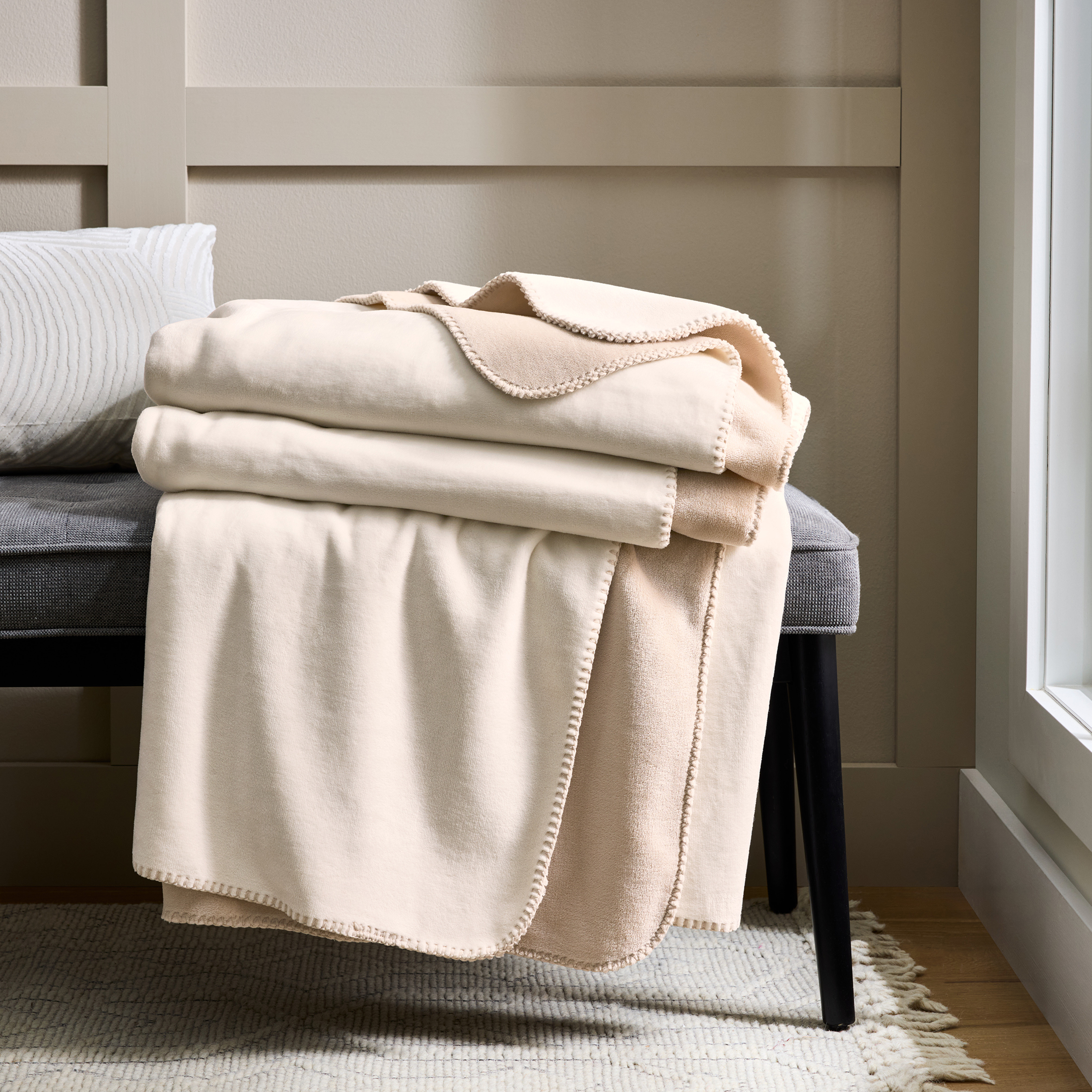 Better Homes & Gardens Bonded Plush Blanket, Beige, King