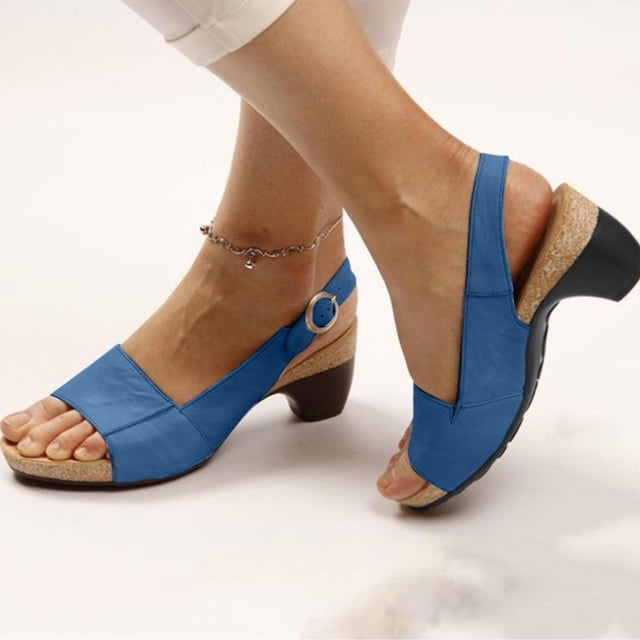 LSLJS Sandales Compensées pour Femmes à Bride à la Cheville Sandales à Talons Bas Sandales à Bout Ouvert Style Bouche de Poisson