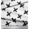 thumbnail image 2 of Soimoi White Moss Georgette Fabric Brush Stroke Abstract Printed Fabric 1 Yard 42 Inch Wide, 2 of 3