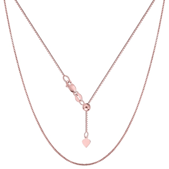 Collier Chaîne Boîte Ajustable en Or Rose 14k, 0,7 mm, 22 Pouces