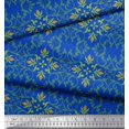 thumbnail image 3 of Soimoi Blue Heavy Satin Fabric Moroccan Damask Print Sewing Fabric Yard 54 Inch Wide, 3 of 3