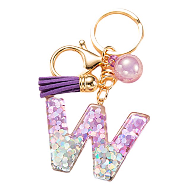 LYMAYTER Cute Pink Tassel Mug Accessory Initial Letter Charm Keychain - with Tassel, Heart - shaped Sequins