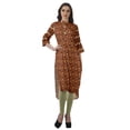 thumbnail image 3 of Moomaya Kurti Tunique Imprimée à Col Mandarin Longueur Genou pour Femmes Vêtements Porter, 3 of 6