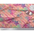 thumbnail image 2 of Soimoi Georgette Viscose Fabric Star & Diagonal Stripe Print Sewing Fabric Yard 42 Inch Wide, 2 of 3