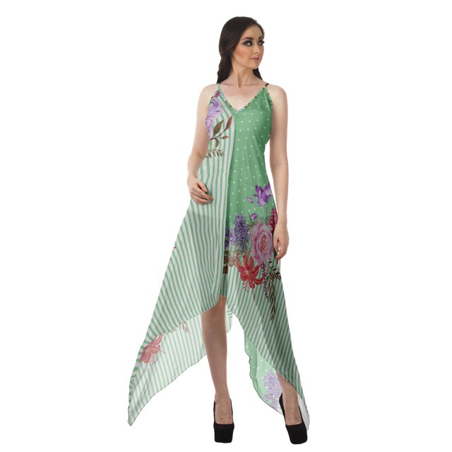 Moomaya Robe Mouchoir Femme Imprimée à Dos Nu Robes d'Été Femme