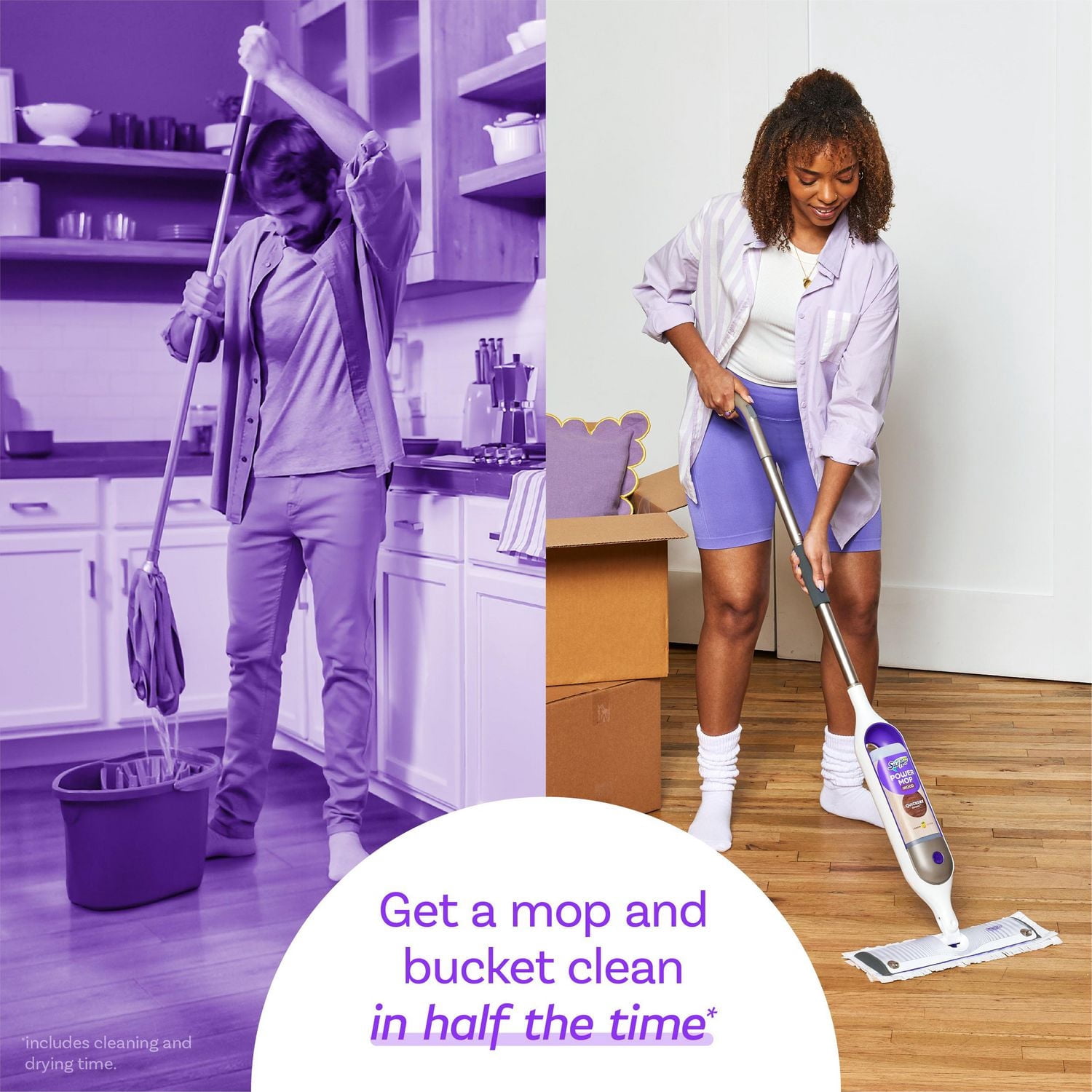 Swiffer Power Mop Solution de Recharge pour Bois, Nettoyant pour Planchers de Bois Franc à Séchage Rapide, Parfum de Citron, 750 ml