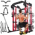 thumbnail image 1 of U-MAX All-in-One Smith Machine Power Cage, 2000lbs Steel Frame LAT Pulldown Cable Crossover Squat Rack Home Gym, 1 of 8