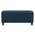 thumbnail image 2 of Pouf de rangement rectangulaire d'intérieur CorLiving Boston, rembourré en tissu, bleu marine, 2 of 9