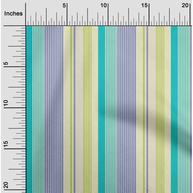 oneOone Tissu Popeline de Coton Multicolore Rayé Imprimé au Mètre 56 Pouces de Large