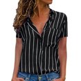 thumbnail image 1 of MAWCLOS Chemises pour Femmes Col à Revers Manches Courtes Blouse Boutonnée Tunique Noire TG, 1 of 2