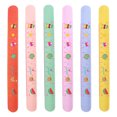 thumbnail image 1 of 6Pcs Lovely Cartoon Silicone Clap Bracelets Creative Graduated Scale Ruler Wristbands Patted Bracelets for Children Kids (Yellow Red Purple Green Blue Pink), 1 of 8