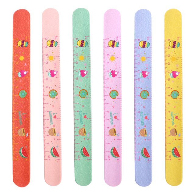 6Pcs Lovely Cartoon Silicone Clap Bracelets Creative Graduated Scale Ruler Wristbands Patted Bracelets for Children Kids (Yellow Red Purple Green Blue Pink)